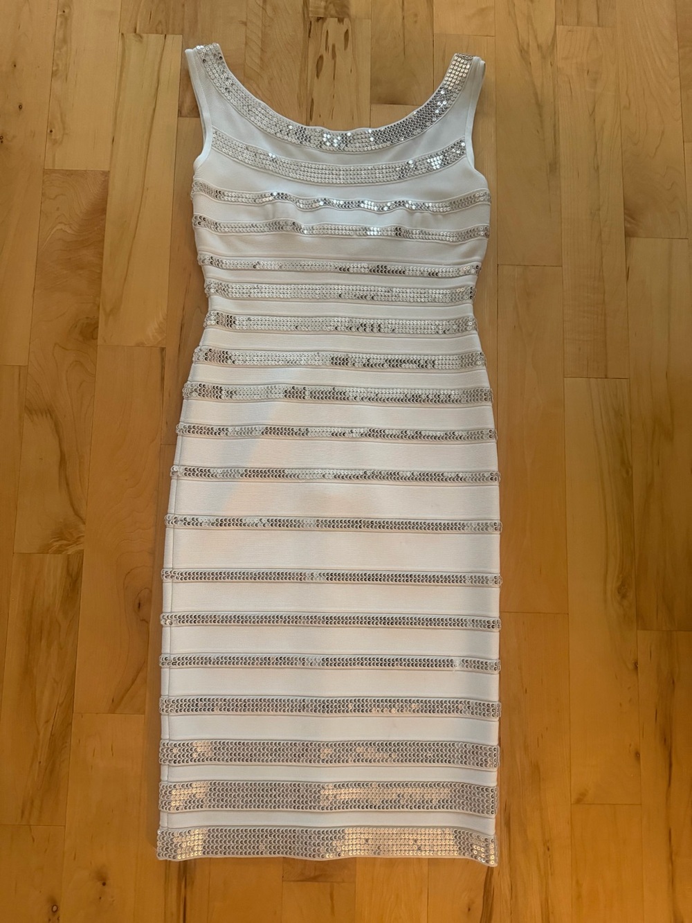 Herve Leger Sequin Striped Midi Dress